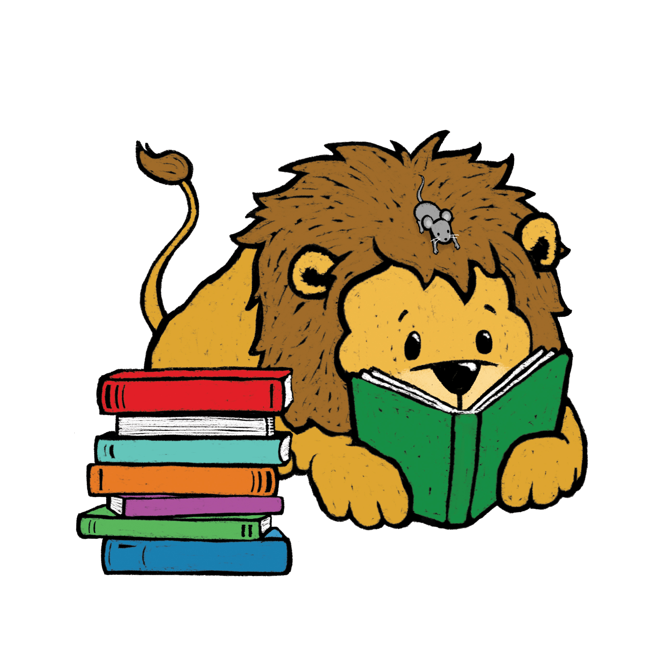 lion and mouse reading