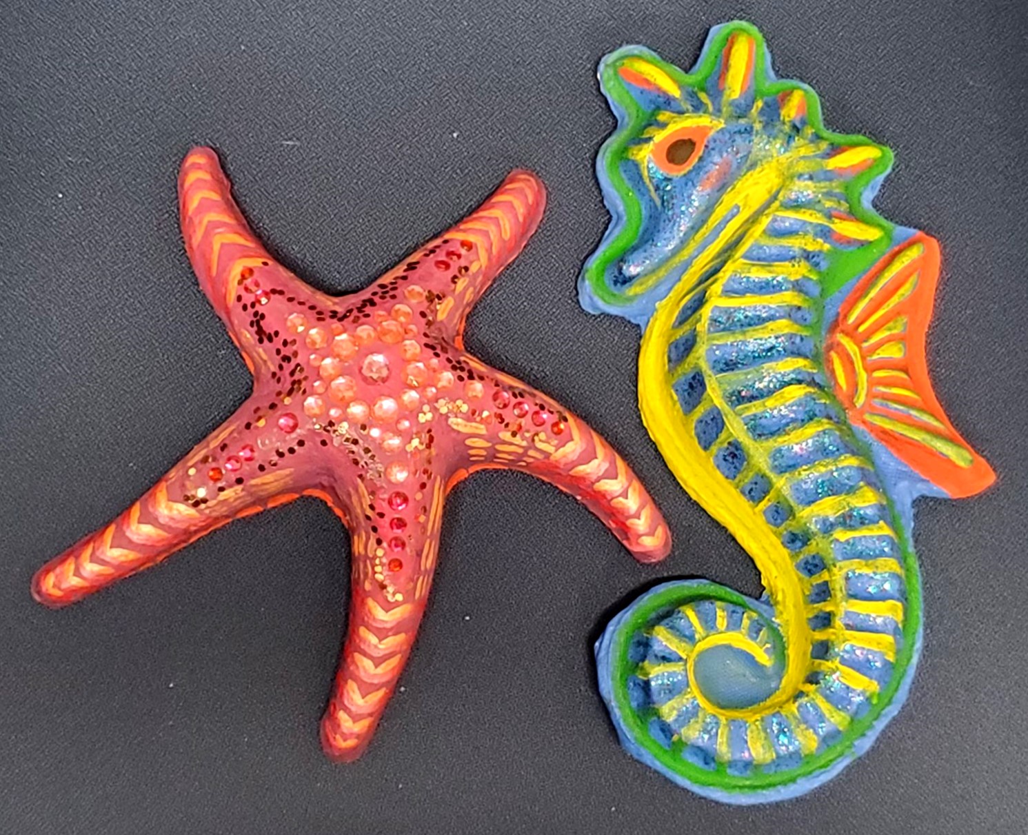 painted paper mache sea creatures